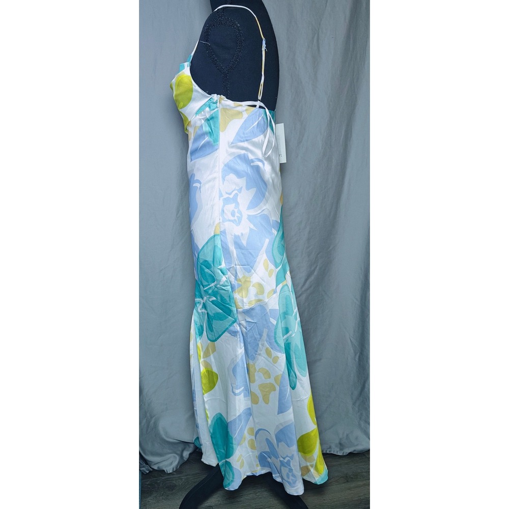 Saints & Secrets Floral Cowl Neck Slip Maxi Dress Blue Yellow White Size S NWT - Picture 3 of 15